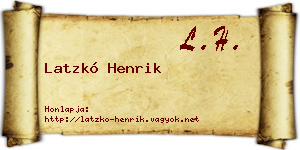 Latzkó Henrik névjegykártya